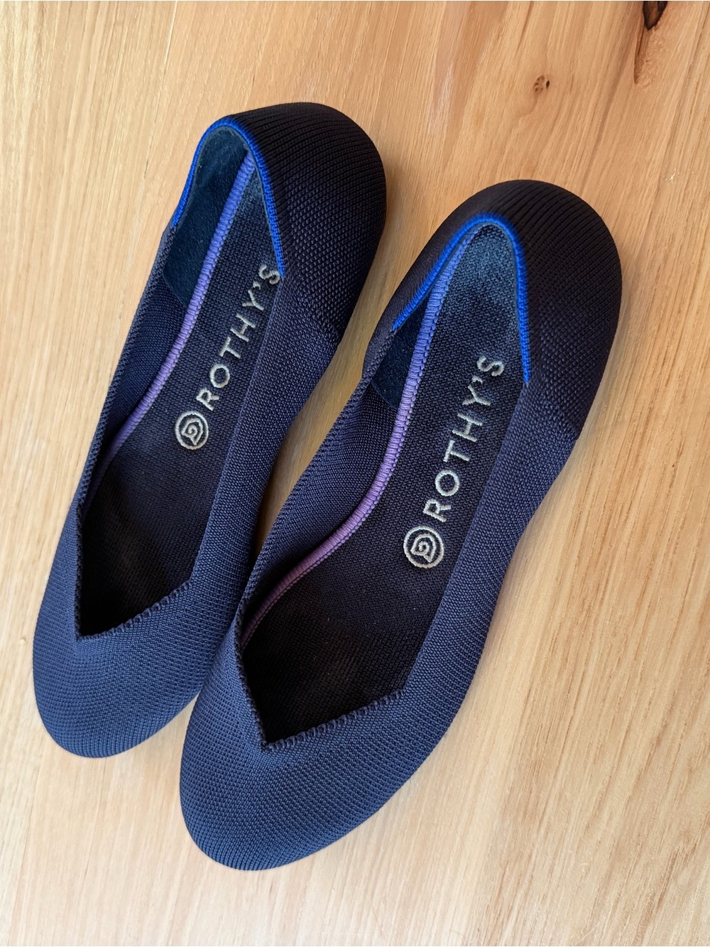 Rothy's Navy Knit Ballet Flats with Blue Trim